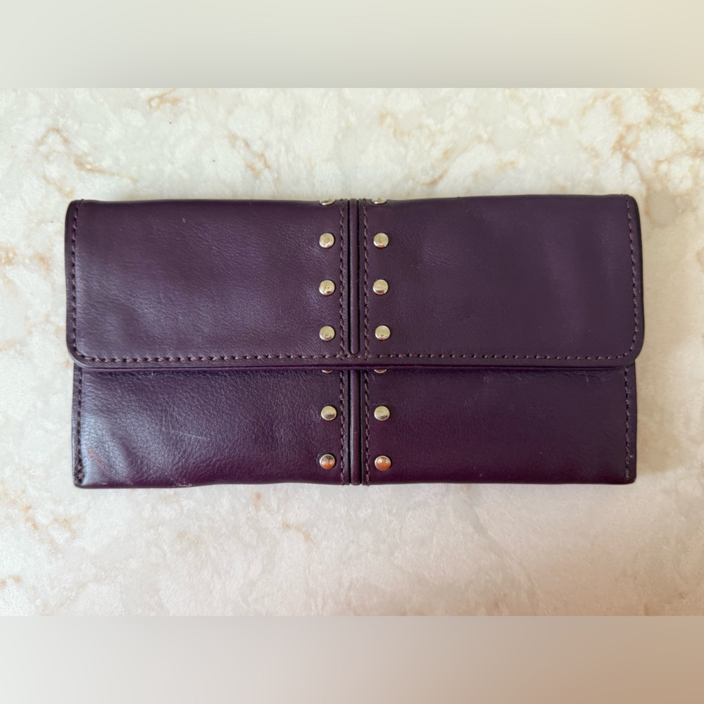 Michael Kors Purple Clutch with Gold Studs